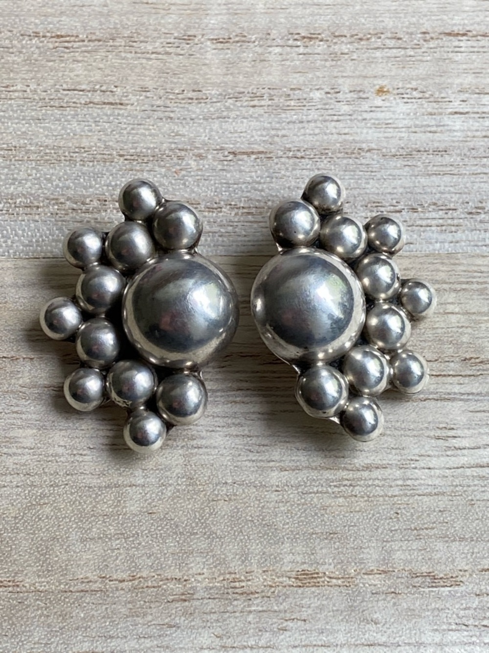RARE Vintage Taxco Sterling Silver Modernist Statement Earrings